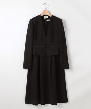 組曲 NOIR 【洗える】ウォッシャブルストレッチバックサテン ジャケット＋ワンピース ブラック系