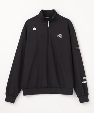 PW CIRCULUS 最新作！【WOMEN】ソフトギャザー ハーフジップモック ゴルフウェア レディース ブラック系