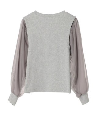 Green Parks 袖チュールドッキングリブプルオーバー Gray