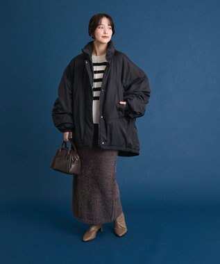 Green Parks シャギーニットスカート Charcoal Gray