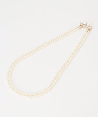 【ブローチ付】二連パールショートネックレス