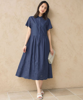 自由区 【カタログ掲載・接触冷感・洗える】エンブロイダリーローンシャツ ワンピース