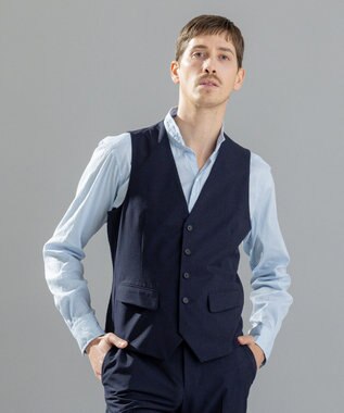 JOSEPH HOMME クールドッツストレッチ　ジレ ネイビー系