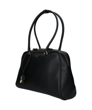 INTER-CHAUSSURES 【CHRISTIAN VILLA】チャーム付きシュリンクレザーハンドバッグ ブラック