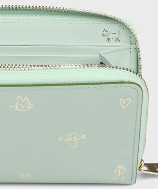 Paul Smith ミックスドゥードゥル ラウンドジップ 長財布 ミントグリーン