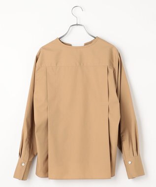 #Newans 【ANSWER for 骨格ストレート】タックデザインスキッパーネックシャツ キャメル系