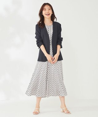 ANY SIS 【セットアップ可】リネンライクポリエステル ジャケット ネイビー