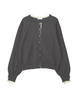 earth music&ecology 【予約】カラーコンビニットカーディガン チャコールグレー