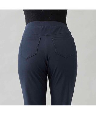 Chacott デニム調ブーツカットパンツ ネイビー