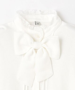 ANY KIDS リボン付きスタンドカラーブラウス ホワイト