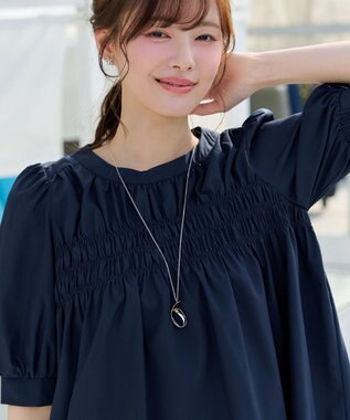 Tiaclasse シャーリングチュニック ネイビー