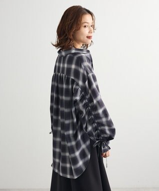 Green Parks ・ＥＬＥＮＣＡＲＥ　ＤＵＥ　チェックギャザーシャツ Black