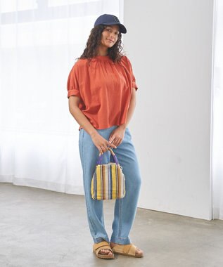 J.PRESS YORK STREET 【WOMEN】バックドレープドルマン ブラウス オレンジ系