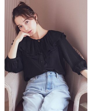 earth music&ecology メローラッフルブラウス Black