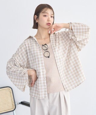 earth music&ecology エッジチュールラメテレコタンクトップ Beige