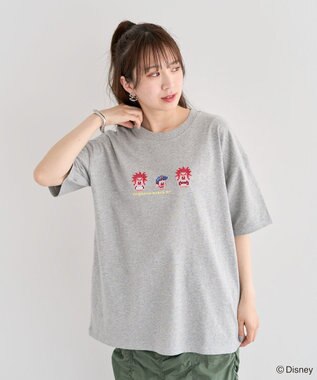 Green Parks シュガーラッシュ　／　クロスステッチ刺繡半袖ＴＥＥ Gray Mixture