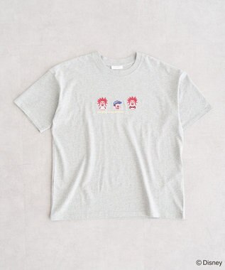 Green Parks シュガーラッシュ　／　クロスステッチ刺繡半袖ＴＥＥ Gray Mixture