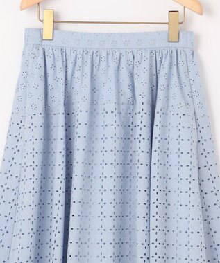 組曲 S 【WEB限定】エンブロイダリーレース フレアスカート サックスブルー系