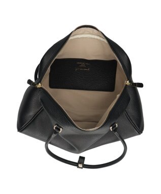 INTER-CHAUSSURES 【CHRISTIAN VILLA】チャーム付きシュリンクレザーハンドバッグ ブラック