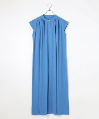 #Newans 【乾燥機可能/接触冷感】ヨークギャザーロングワンピース ブルー