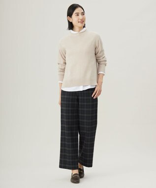 J.PRESS LADIES 【洗える】チェルビックチェック セミワイド パンツ ネイビーチェック系3