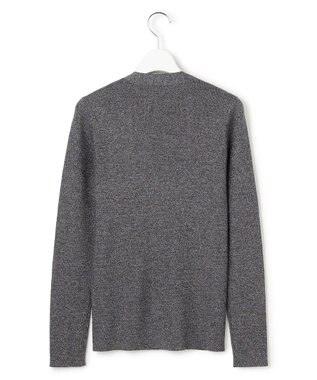 ICB L 【洗える】 エクストラファインメリノリブ Vネックカーディガン グレーラメ系