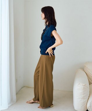 YECCA VECCA 配色フリルカーディガン Navy