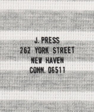 J.PRESS MEN ワッフルボーダー ロングTシャツ グレー系1