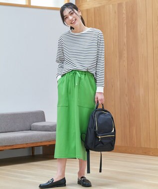 ANY L カットジョーゼットベイカースカート グリーン