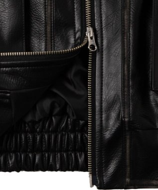 WEGO エイジドFレザーブルゾン ブラック