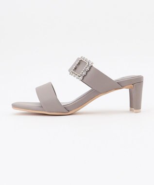 自由区 ビジューバックルサンダル ベージュ系