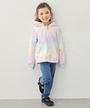 ANY KIDS 【フード取り外し/洗濯機可能】撥水加工リバーシブルゾン レインボー