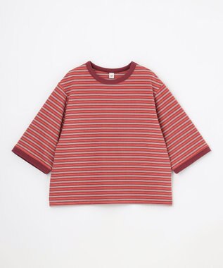 ANY 起毛ボーダーリンガーＴシャツ ベリーピンクボーダー