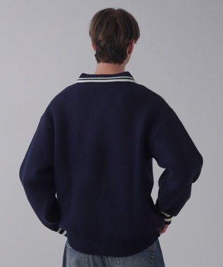 WEGO 【ユニセックス着用ITEM】ワンポイント刺繍ニットポロ ネイビー