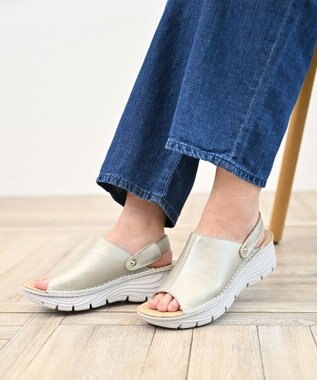 Pointer 本革 超軽量厚底サボサンダル シルバー