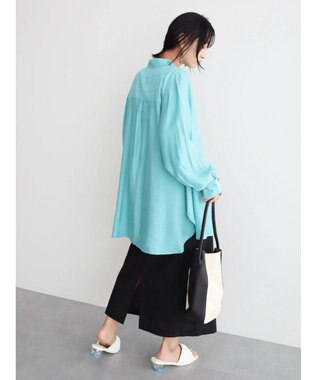 Green Parks レギュラーカラーシアーシャツ Blue Green