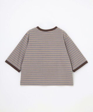 ANY 起毛ボーダーリンガーＴシャツ ブラウンボーダー