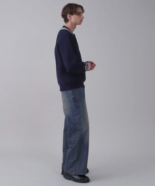 WEGO 【ユニセックス着用ITEM】ワンポイント刺繍ニットポロ ネイビー