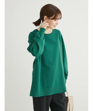 Green Parks もちやわ　ボートネックニットチュニック Green