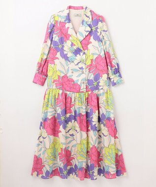 GRACE CONTINENTAL フラワープリントテーラーワンピース ピンク