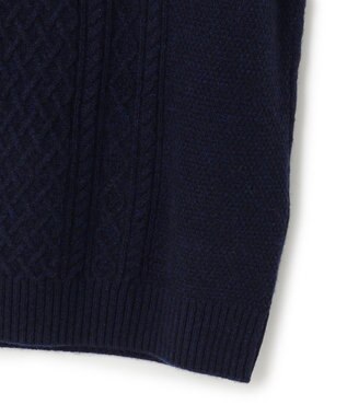 J.PRESS MEN 【Cash Lamb's Wool】ケーブルクルーネック ニット ネイビー系