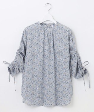 J.PRESS LADIES 【洗える】 LIBERTY Honeydew/Kate&Mil スタンドカラー ブラウス ブルー系5