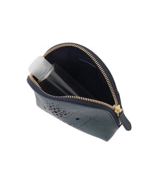 genten アーガイルカットワーク ポーチ ネイビーブルー