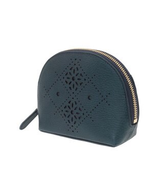 genten アーガイルカットワーク ポーチ ネイビーブルー