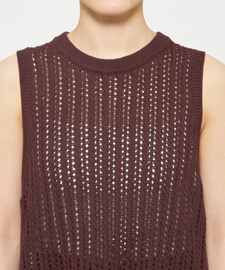 uncrave シースルーケーブルニット ノースリーブトップス ブラウン