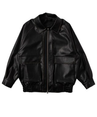 WEGO エイジドFレザーブルゾン ブラック