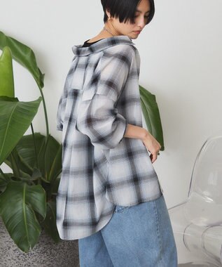 AMERICAN HOLIC 【3WAY】シアーチェックシャツ Black