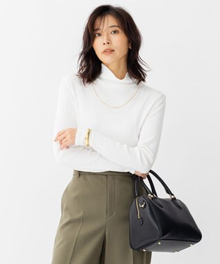 23区 S オーガニックコットンリブ タートルネック カットソー ホワイト系