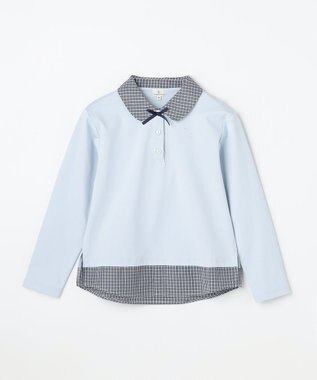 組曲 KIDS 【110-140㎝】 ミニチェック レイヤードトップス サックスブルー