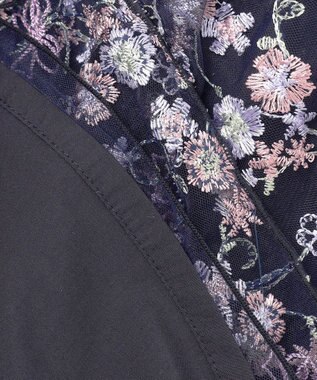 ANY KIDS 刺繍 チュール ワンピース ネイビー